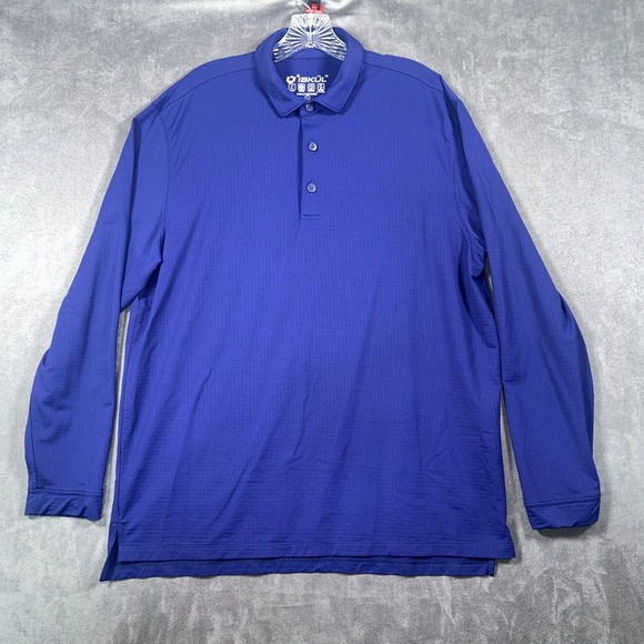 IBKUL Other - IBKUL Polo Shirt Mens Large Blue Long Sleeve UPF 50 Quick Dry Performance Golf